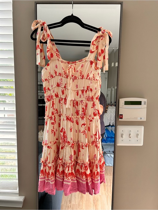 Chelsea & Violet Dresses & Skirts - Chelsea & Violet Cream Dress with Red Floral Print